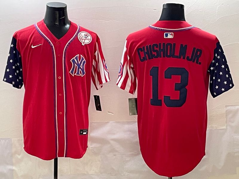 Men New York Yankees #13 Chisholm jr Red a generation of national flags Jointly Name 2025 Nike MLB Jersey style 7